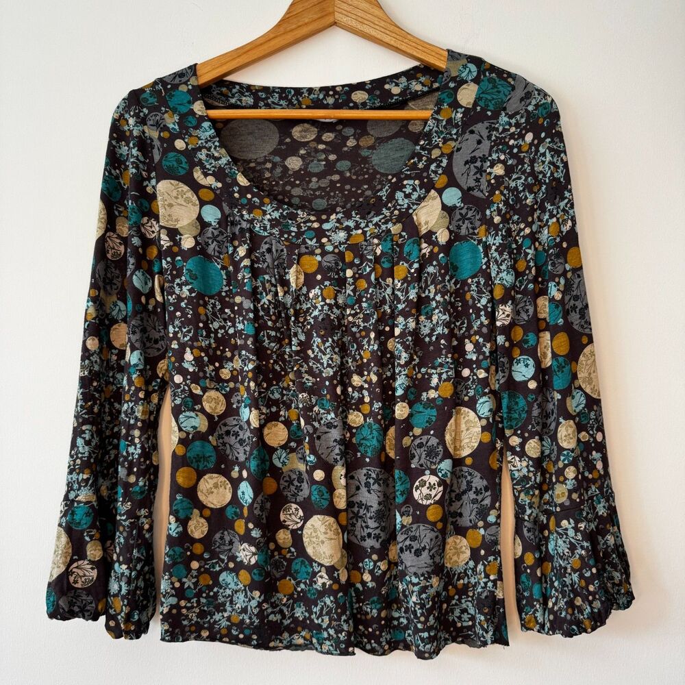 Toupy France Vintage Floral Polka Dotted 'Erica' Blouse Size Medium